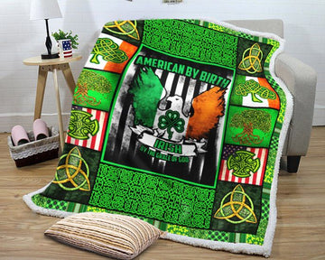 litzzy American By Birth Irish GS-ML1401TS Sherpa Fleece Blanket Fleece Blanket   