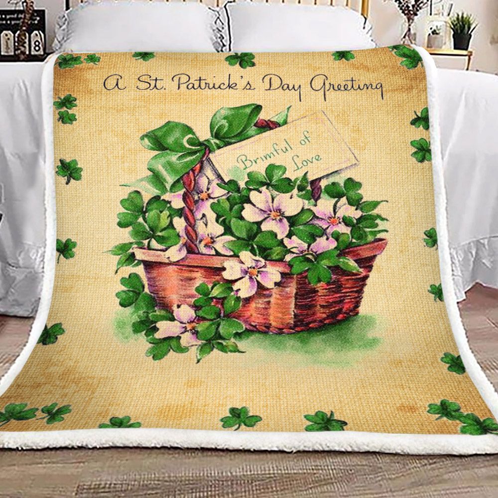litzzy A St. Patrick Day Greeting GS-KL1301TP Sherpa Fleece Blanket Fleece Blanket   