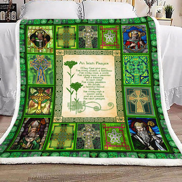 litzzy An Irish Prayer Saint Patrick GS-KL1601TP Sherpa Fleece Blanket Fleece Blanket   