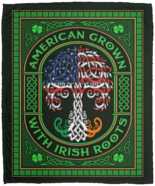litzzy American Grown With Irish Roots HH-TS1303 Sherpa Fleece Blanket Fleece Blanket   