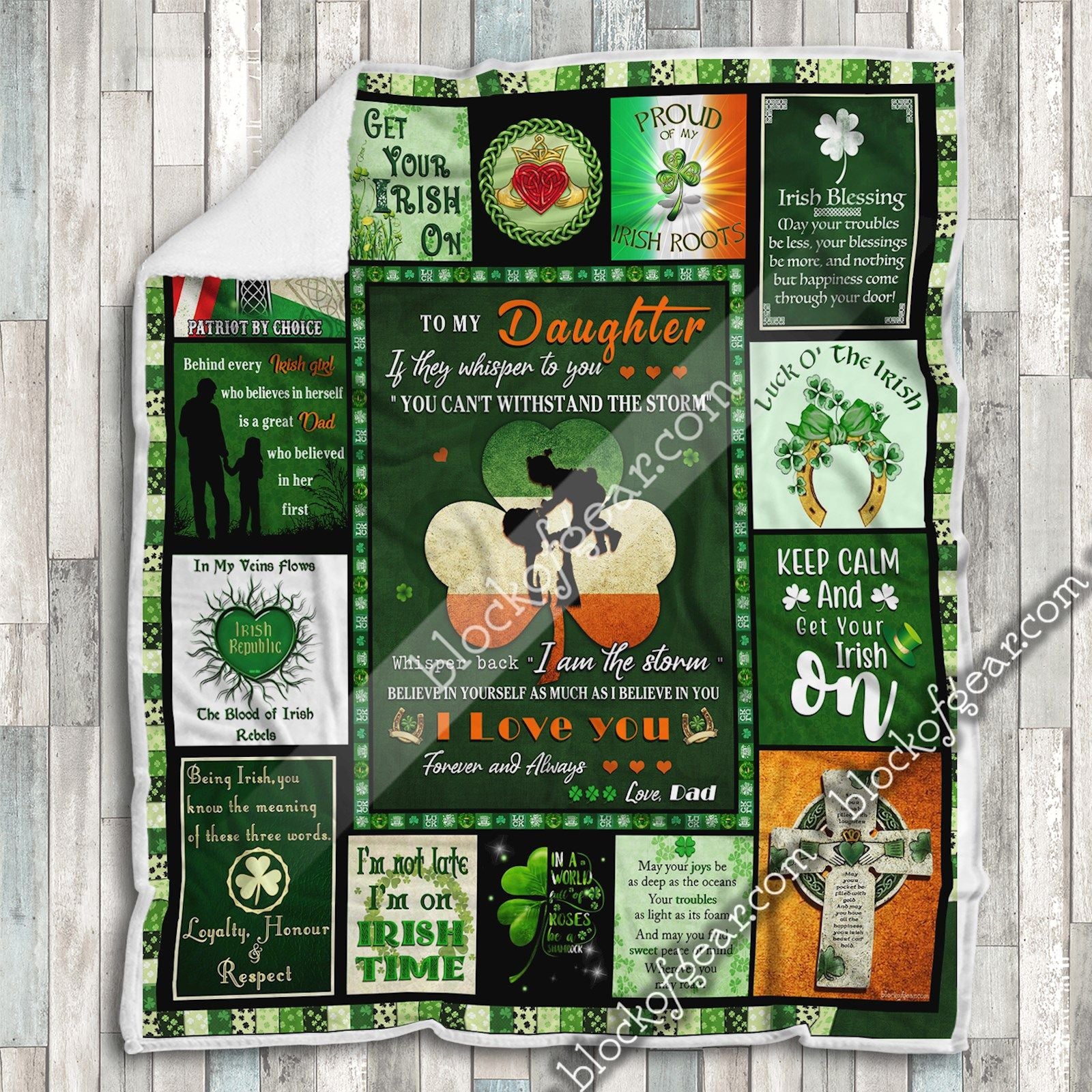 litzzy To My Daughter Love Dad Irish GS-CL-ML0303 Sherpa Fleece Blanket Fleece Blanket   