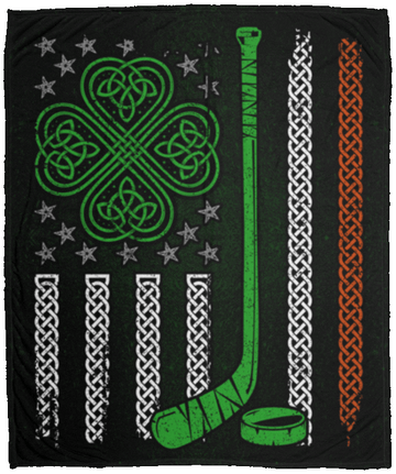 litzzy American Irish Flag Shamrock Hockey HH-TS1303 Sherpa Fleece Blanket Fleece Blanket   