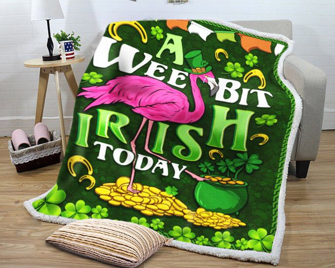 litzzy A Wee Bit Irish To Day Flamingo GS-NT1102HN Sherpa Fleece Blanket Fleece Blanket   