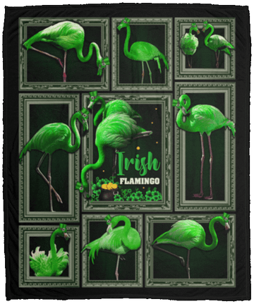 litzzy Irish Flamingo HH-TS1303 Sherpa Fleece Blanket Fleece Blanket   