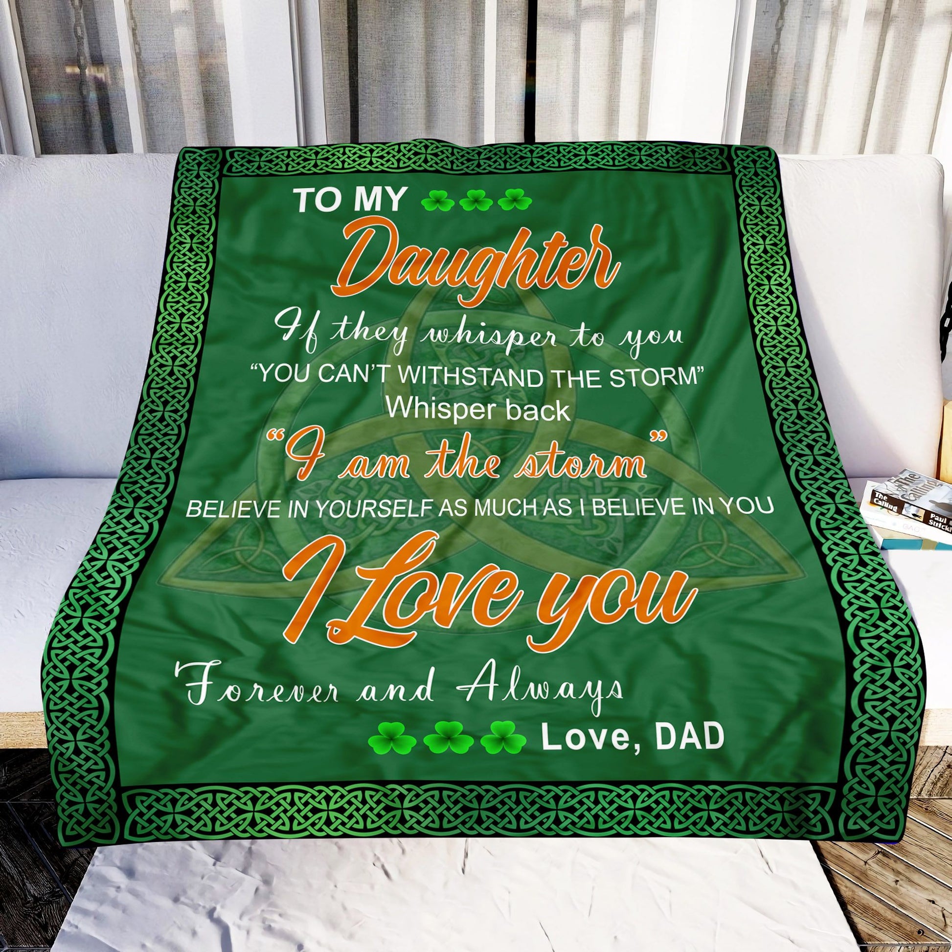 litzzy To My Daughter If They Whisper To You Dad To Daughter Irish Clover GS-CL-ML1101 Sherpa Fleece Blanket Fleece Blanket   