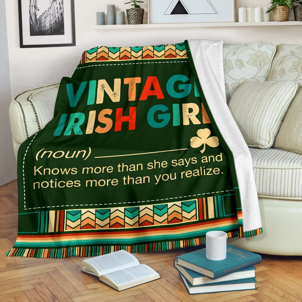 litzzy Vintage Irish Girl HH-TS3101 Sherpa Fleece Blanket Fleece Blanket   