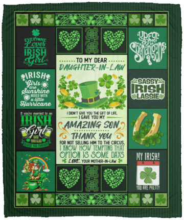 litzzy To My Dear Daughter In Law From Mother In Law Shamrock Saint Patrick Day HH-TS1303 Sherpa Fleece Blanket Fleece Blanket   