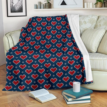 litzzy Fairisle Heart Christmas CL12100454MDF Sherpa Fleece Blanket Fleece Blanket   