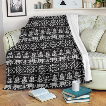 litzzy Fairisle Polar Bear Christmas CL12100455MDF Sherpa Fleece Blanket Fleece Blanket   