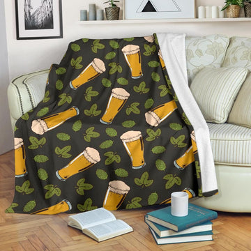 litzzy Beer Iris Pattern 2 HH-TS2705 Sherpa Fleece Blanket Fleece Blanket   