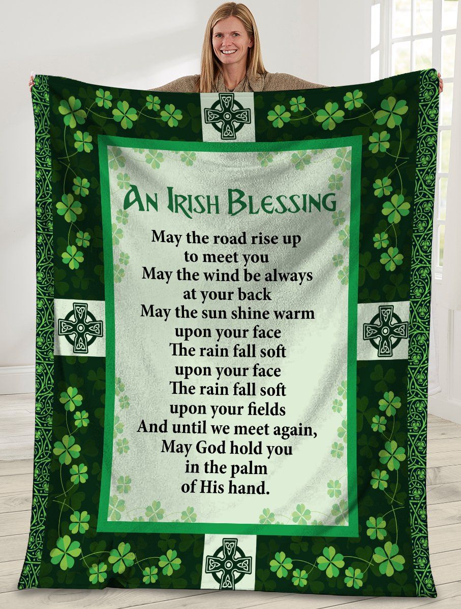 litzzy An Irish Blessing Irish Clover Irish Cross GS-CL-LD0106 Sherpa Fleece Blanket Fleece Blanket   