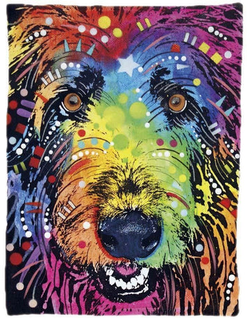 litzzy Irish Wolfhound Art Colorful GS-CL-NT0301 Sherpa Fleece Blanket Fleece Blanket   