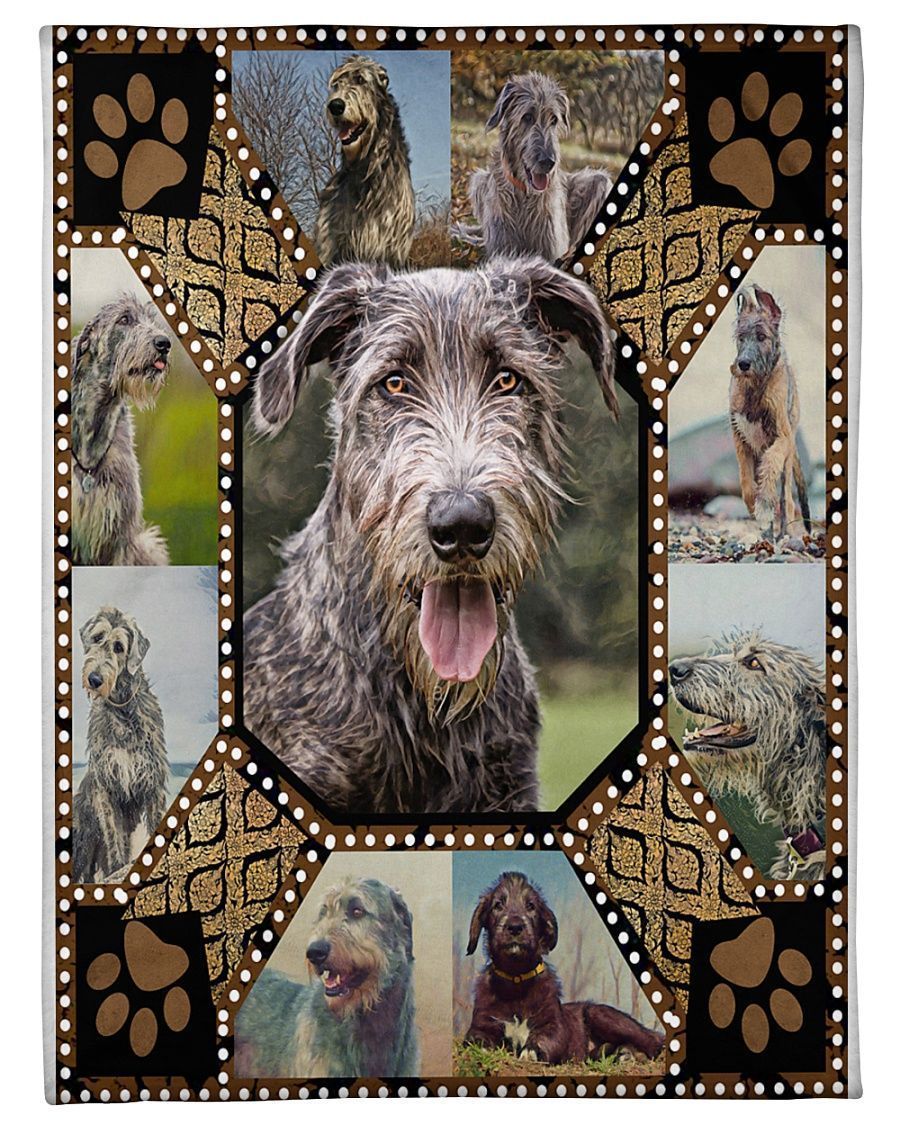 litzzy Irish Wolfhound HH-TS0104 Sherpa Fleece Blanket Fleece Blanket   