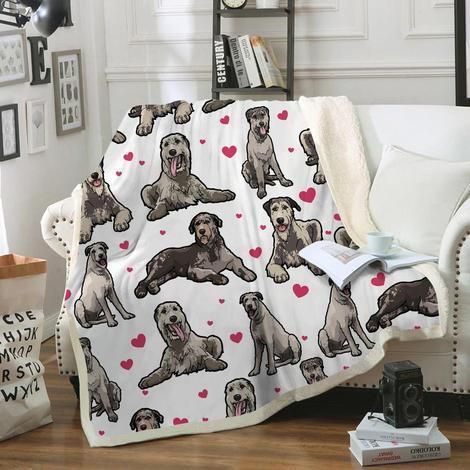 litzzy Irish Wolfhound HH-TS1001 Sherpa Fleece Blanket Fleece Blanket   