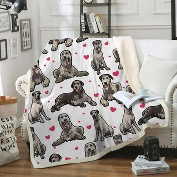 litzzy Irish Wolfhound HH-TS1001 Sherpa Fleece Blanket Fleece Blanket   