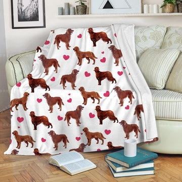 litzzy Valentine's Day Irish Setter Heart HH-TS1301 Sherpa Fleece Blanket Fleece Blanket   