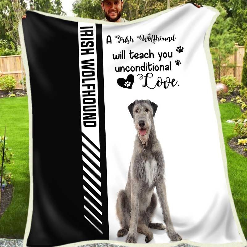 litzzy Irish Wolfhound HH-TS0402 Sherpa Fleece Blanket Fleece Blanket   