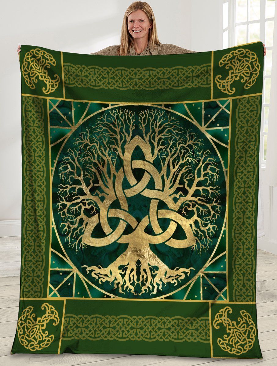 litzzy Tree Of Lives Irish Triple Knot GS-CL-ML1101 Sherpa Fleece Blanket Fleece Blanket   
