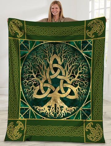 litzzy Tree Of Lives Irish Triple Knot GS-CL-ML1101 Sherpa Fleece Blanket Fleece Blanket   