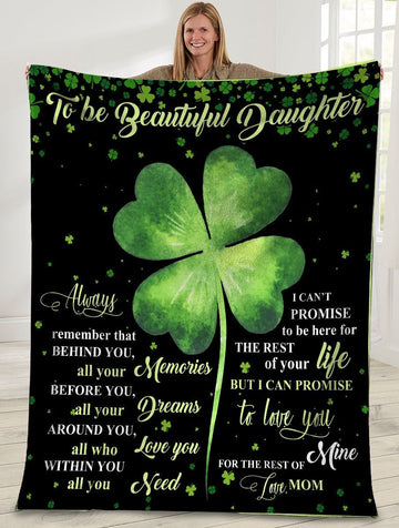 litzzy To Be Beautiful Daughter Always Remember That Behund You Irish Clover GS-CL-ML1101 Sherpa Fleece Blanket Fleece Blanket   