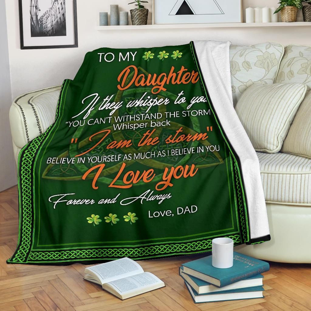 litzzy Irish Dad To Daughter Premium Fleece GS-CL-ML0403 Sherpa Fleece Blanket Fleece Blanket   