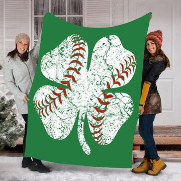 litzzy Baseball St Patrick's Day Gifts HH-TS0903 Sherpa Fleece Blanket Fleece Blanket   