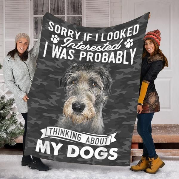 litzzy Irish Wolfhound Dog HH-TS1003 Sherpa Fleece Blanket fleece blanket   