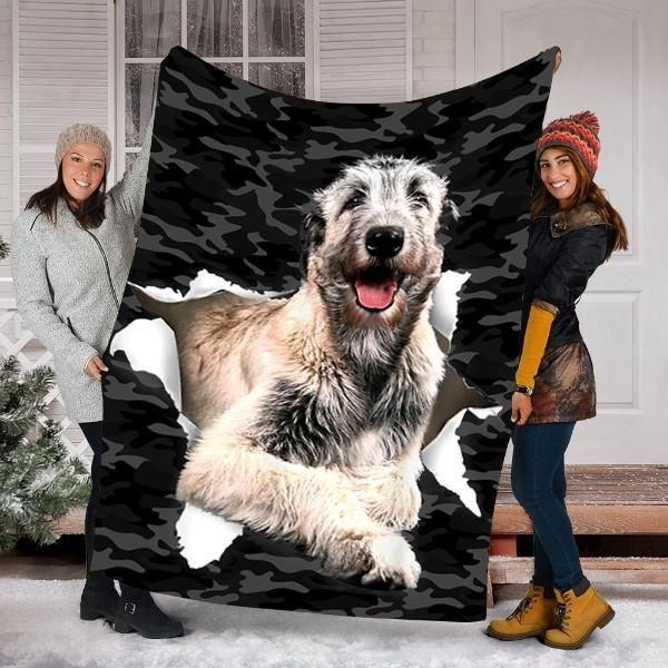litzzy Irish Wolfhound Dog HH-TS0903 Sherpa Fleece Blanket fleece blanket   
