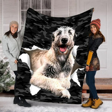 litzzy Irish Wolfhound Dog HH-TS0903 Sherpa Fleece Blanket fleece blanket   