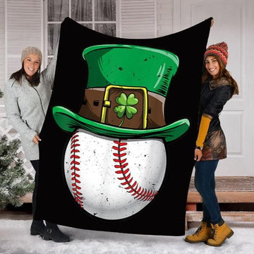 litzzy Baseball Leprechaun St Patrick's Day Gifts HH-TS0903 Sherpa Fleece Blanket Fleece Blanket   