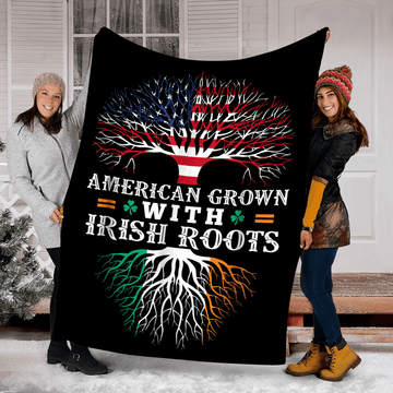 litzzy American Grown With Irish Roots HH-TS1003 Sherpa Fleece Blanket Fleece Blanket   