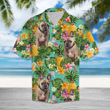 litzzy Tropical Pineapple Bulldog H37009 - Hawaii Shirt Hawaii Shirt   