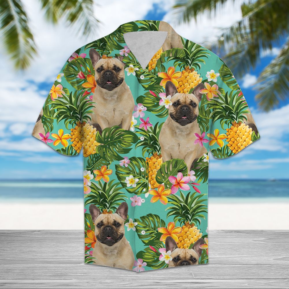 litzzy Tropical Pineapple French Bulldog H37014 - Hawaii Shirt Hawaii Shirt   