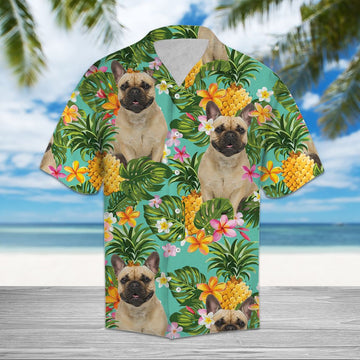 litzzy Tropical Pineapple French Bulldog H37014 - Hawaii Shirt Hawaii Shirt   