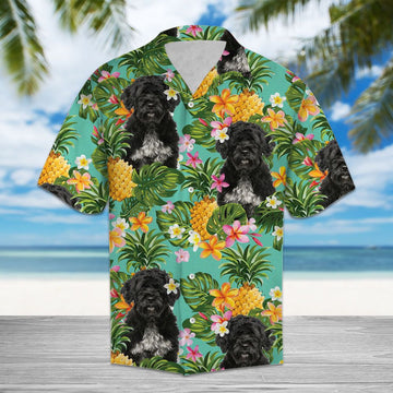 litzzy Tropical Pineapple Portuguese Water Dog H37028 - Hawaii Shirt Hawaii Shirt   