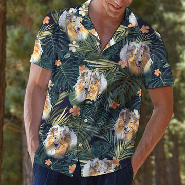 litzzy Shetland Sheepdog Tropical Plants G5706 - Hawaii Shirt Hawaii Shirt   