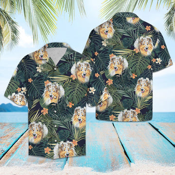 litzzy Shetland Sheepdog Tropical Plants G5706 - Hawaii Shirt Hawaii Shirt   