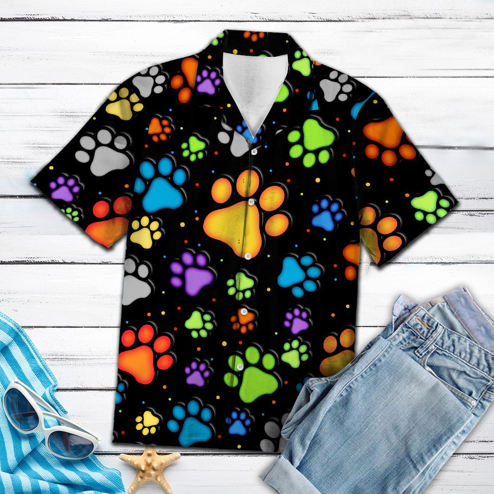 litzzy Dog Paw Prints G5707 - Hawaii Shirt Hawaii Shirt   