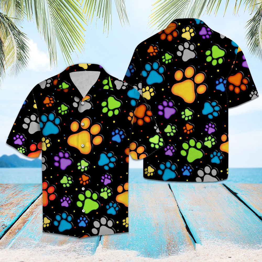 litzzy Dog Paw Prints G5707 - Hawaii Shirt Hawaii Shirt   