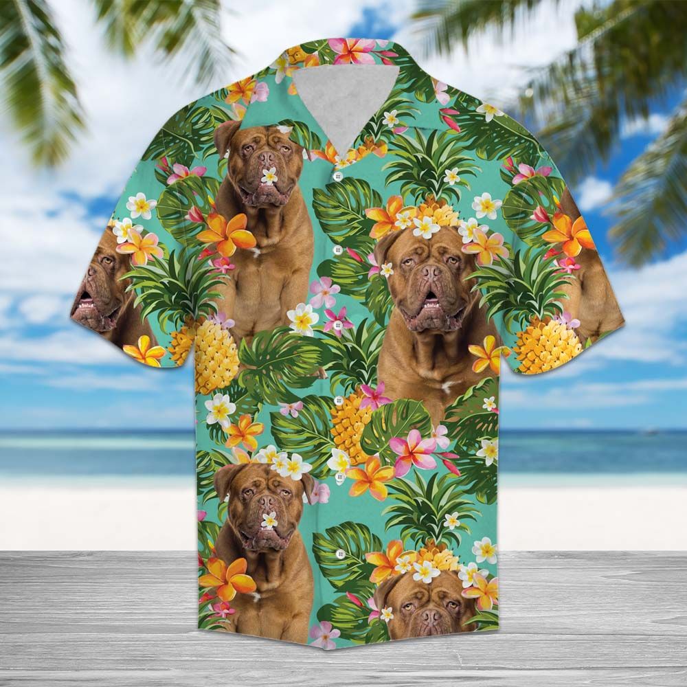 litzzy Tropical Pineapple Dogue de Bordeaux H77044 - Hawaii Shirt Hawaii Shirt   