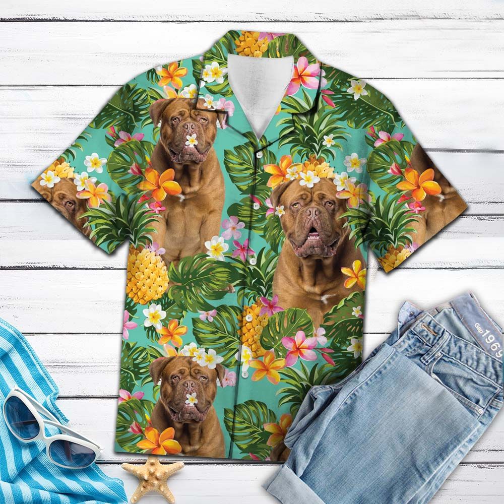 litzzy Tropical Pineapple Dogue de Bordeaux H77044 - Hawaii Shirt Hawaii Shirt   