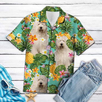 litzzy Tropical Pineapple Old English Sheepdog H87005 - Hawaii Shirt Hawaii Shirt   