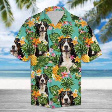 litzzy Tropical Pineapple Greater Swiss Mountain Dog H87008 - Hawaii Shirt Hawaii Shirt   