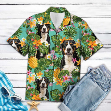 litzzy Tropical Pineapple Greater Swiss Mountain Dog H87008 - Hawaii Shirt Hawaii Shirt   