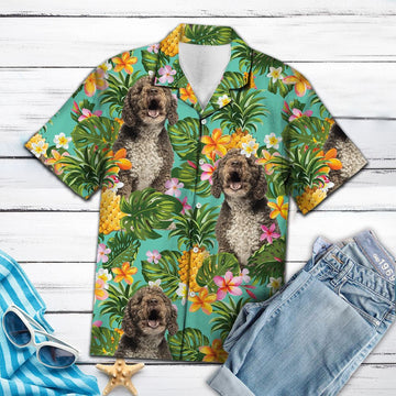 litzzy Tropical Pineapple Spanish Water Dog H97043 - Hawaii Shirt Hawaii Shirt   