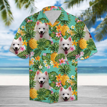 litzzy Tropical Pineapple American Eskimo Dog H97045 - Hawaii Shirt Hawaii Shirt   