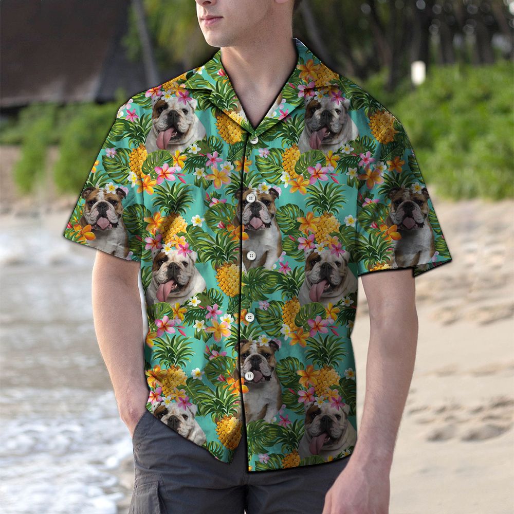 litzzy Tropical Pineapple English Bulldogs H138200 - Hawaii Shirt Hawaii Shirt   