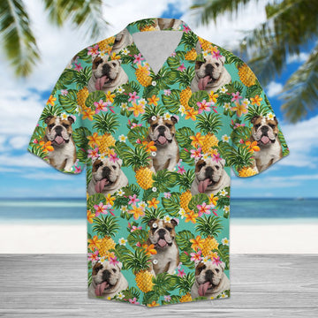 litzzy Tropical Pineapple English Bulldogs H138200 - Hawaii Shirt Hawaii Shirt   