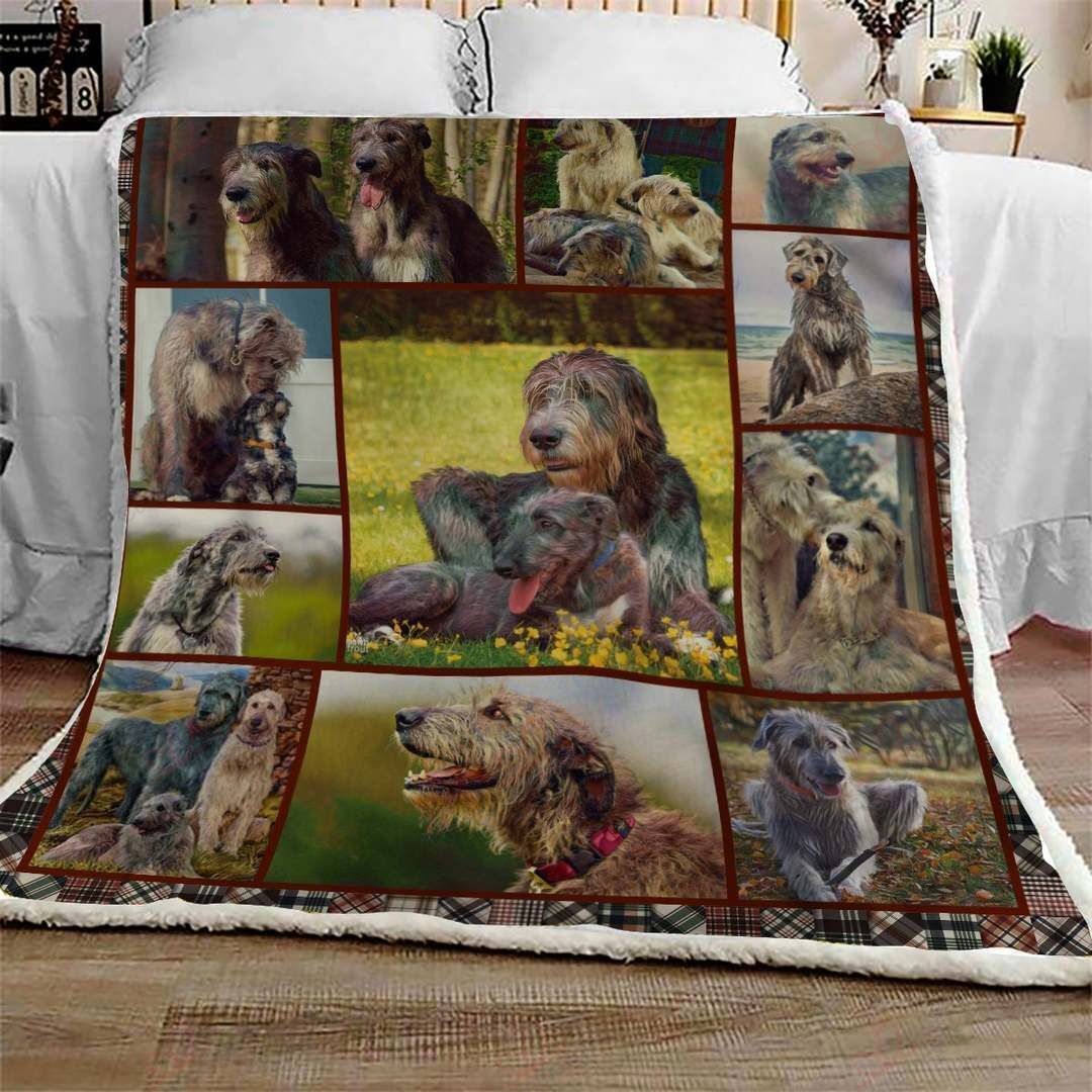 litzzy Irish Wolfhound Family GS-CL-KC1208 Sherpa Fleece Blanket Sherpa Fleece Blanket   