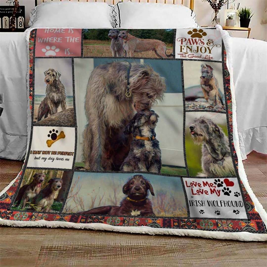 litzzy Irish Wolfhound Enjoy GS-CL-KC1208 Sherpa Fleece Blanket Sherpa Fleece Blanket   